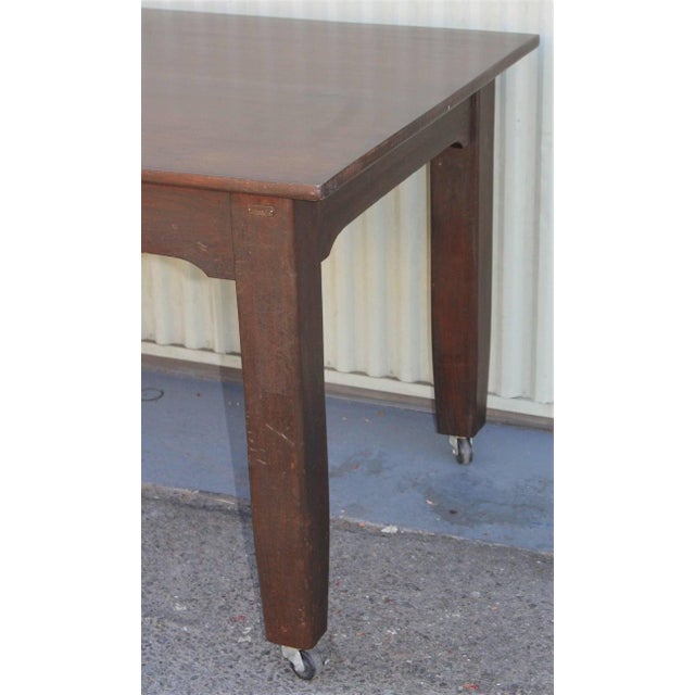 Industrial 1930s Work Table With Industrial Wheels For Sale - Image 3 of 6