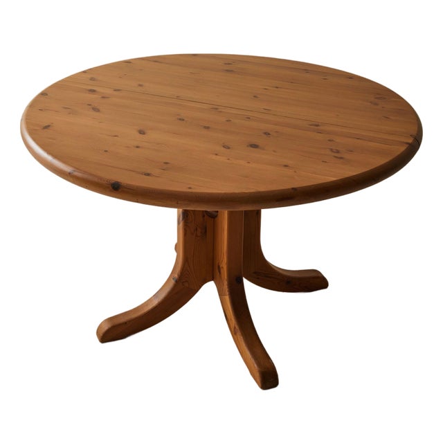 Attributed to Rainer Daumiller Scandinavian Round Pine Dining Table, 1960's. For Sale