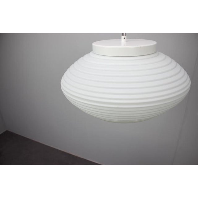 Large Mid-Century Czechoslovak Opaline Glass Pendant Lamp from Napako, 1970s For Sale - Image 4 of 13