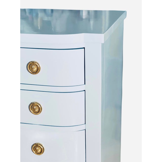 1960s 1960s French Bowed Four Drawer Chest Lacquered in Blue For Sale - Image 5 of 18