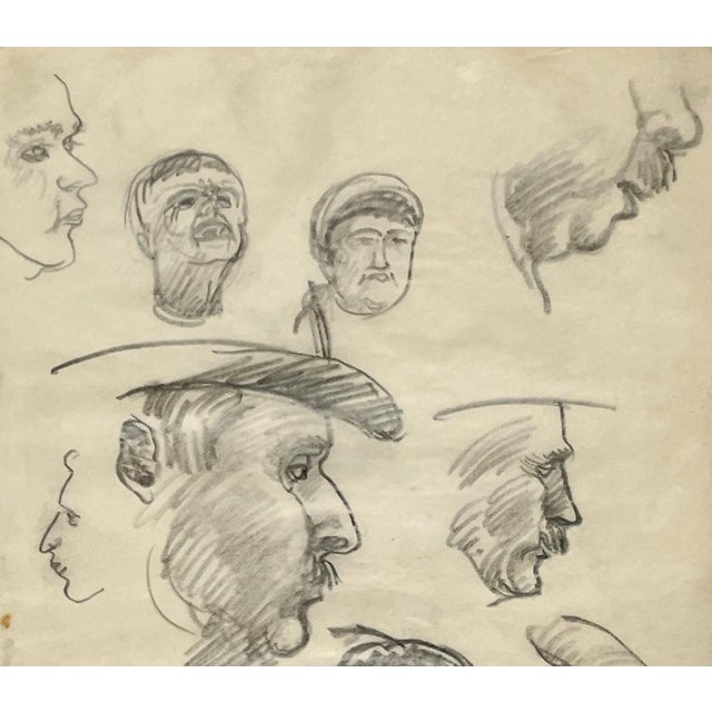 A Striking, 1930s Composite Sketch, Figure Study (Faces and Profiles) by Noted Chicago Modern Artist, Harold Haydon For Sale - Image 4 of 6