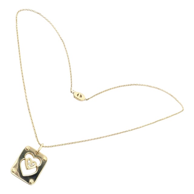 Late 20th Century Christian Dior Yellow Gold Diamond Ace of Hearts Card Pendant Necklace For Sale