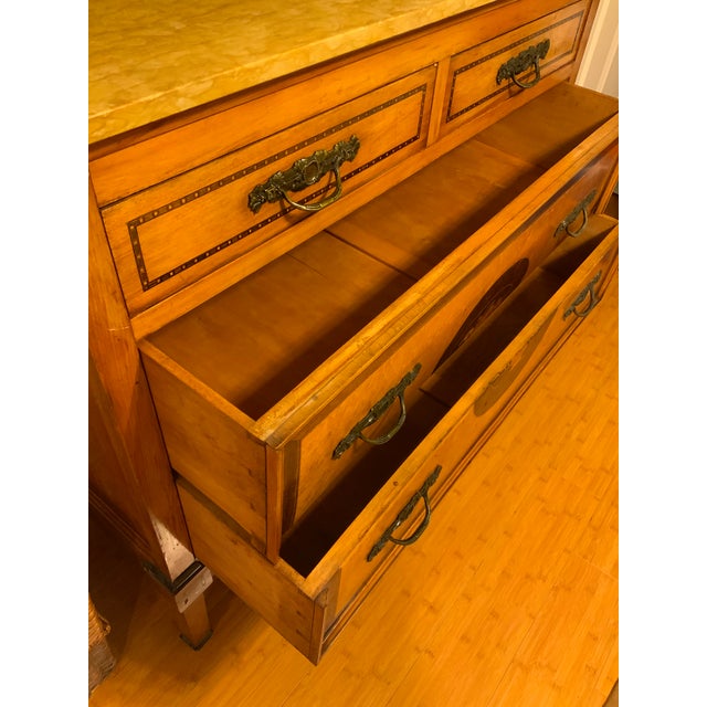 19th C. Italian Louis XVI Style Marquetry Commode, Original Siena Marble For Sale In New York - Image 6 of 8