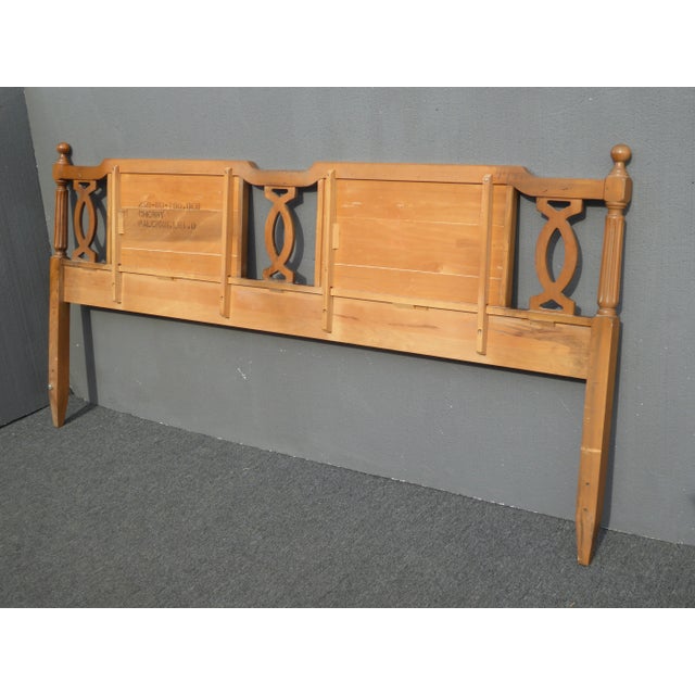 1950s Mid Century Modern Solid Cherry Wood King Headboard For Sale - Image 11 of 13