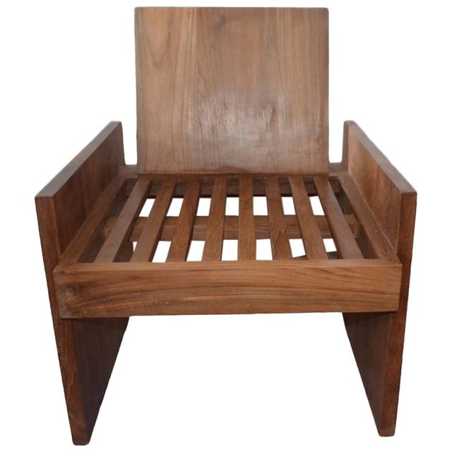 Contemporary Andrianna Shamaris Minimalist Teak Wood Spa Chair For Sale - Image 3 of 6