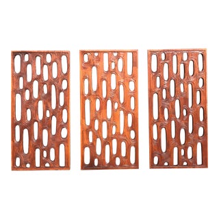 Vintage Monumental Mid-Century Wood Panel Art Architectural Elements - Set of 3 For Sale