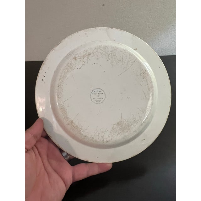 French Provincial A Antique French Creamware Plate With Black Transfer Decoration, "Porte Suzine a Turin", Circa 1800 For Sale - Image 3 of 10