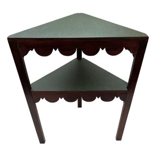 Scalloped Wood Corner Table For Sale