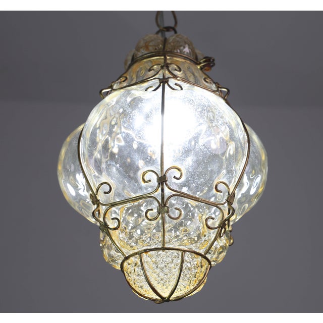 1970s Wonderful Amber Vintage Venetian Lantern, Murano Glass - Set of 2 For Sale - Image 13 of 16