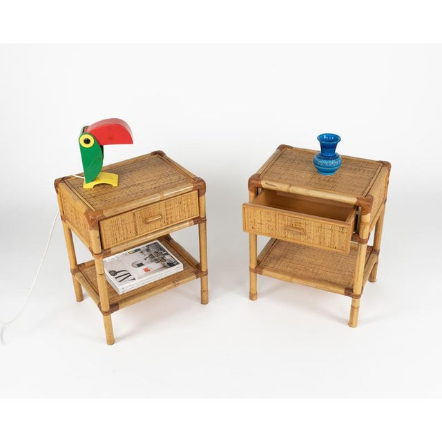 Mid-Century Modern Nightstands in Bamboo and Rattan, 1970s, Set of 2 For Sale - Image 6 of 18