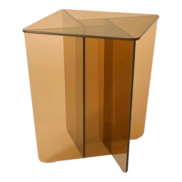 Amber Acrylic Square Side Table For Sale
