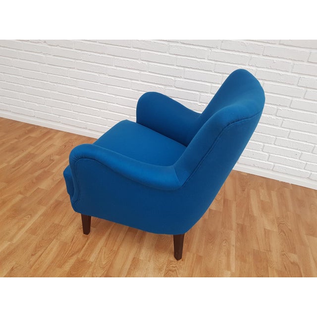 Danish Wool & Beech Armchair, 1970s For Sale - Image 6 of 13
