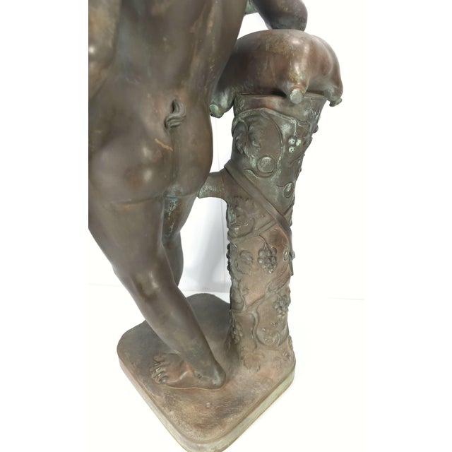 Large 34" Antique Grand Tour Mythological Roman Bronze Sculpture of Pan or a Youthful Faun For Sale - Image 11 of 18