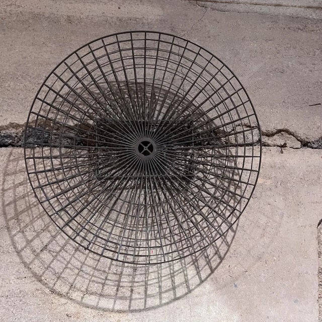 AMBIANIC presents 1970s Abstract Grid Round Wall Sculpture Bronze 21 diameter x 4 d Preowned original vintage condition...