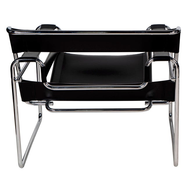 Chrome Late 20th Century Pair of Wassily Chairs After Marcel Breuer for Euro Style, Italy – Chrome & Black Leather Bauhaus Modern For Sale - Image 8 of 15