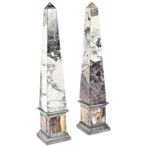 Monumental Pietra Dura Grand Tour Marble Obelisks, 19th Century - a Pair