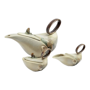 1950s Mid-Century Modern Hull Pottery Parchment & Pine Tea Set - 3pcs
