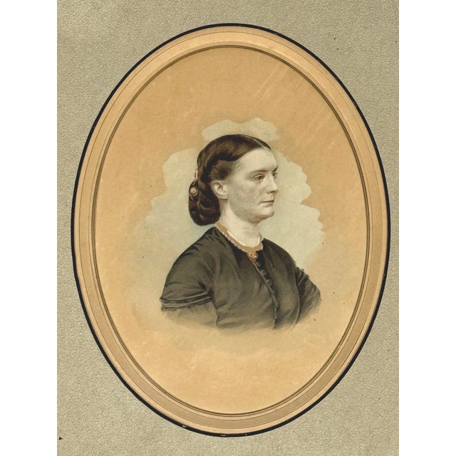 Antique 19th Century Gouache Portrait of Clara Barton A circa late-19th century portrait of Clara Barton, founder of the...