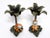 Mid 20th Century Palm Tree Candlesticks, Holders With Porcelain Hand Painted Monkeys, a Pair For Sale - Image 5 of 8