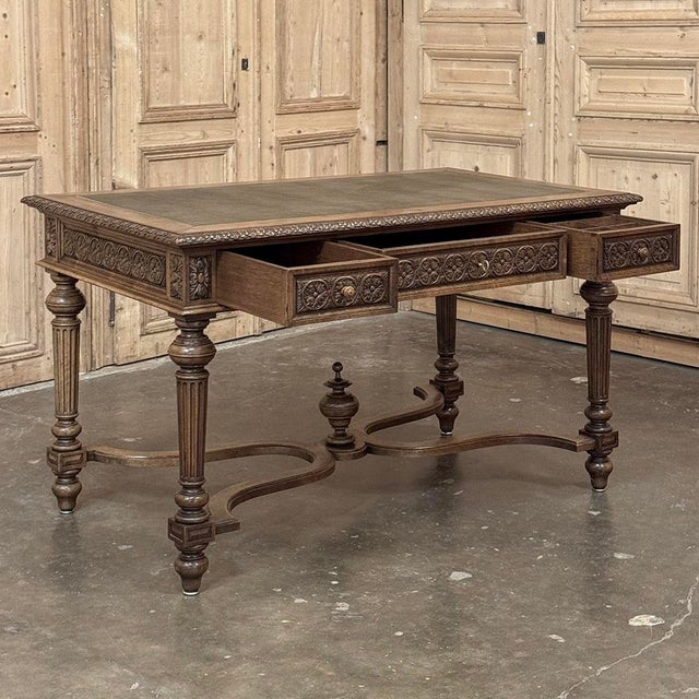 19th Century French Neoclassical Walnut Desk ~ Double Faced For Sale - Image 13 of 18