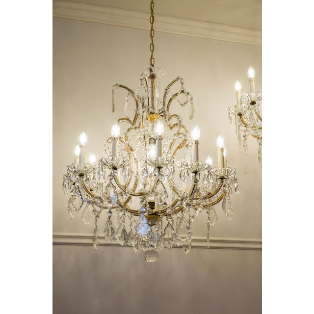 Maria Theresa Style Crystal 13-Light Chandeliers, 1930s, Set of 2 For Sale - Image 11 of 14