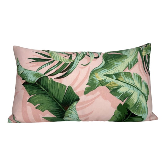 Palm Leaf Pillow Cover in Blush For Sale