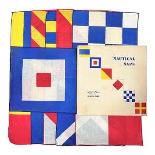 Vintage Leacock Nautical Naps Signal Flag Cocktail Napkins by Dessin Deux, Set of 11 For Sale