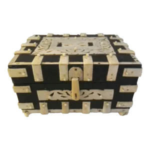 Antique Anglo-Indian Vizagapatam Bone Overlay Wood Box