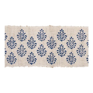 Schumacher Leila Hand Block Matka Tape in Indigo For Sale