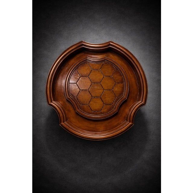 Vintage Gentleman’s Smoking Table With Gallery Tray Top and Cigar Rest Compartments – Turned Pedestal Base For Sale - Image 9 of 9