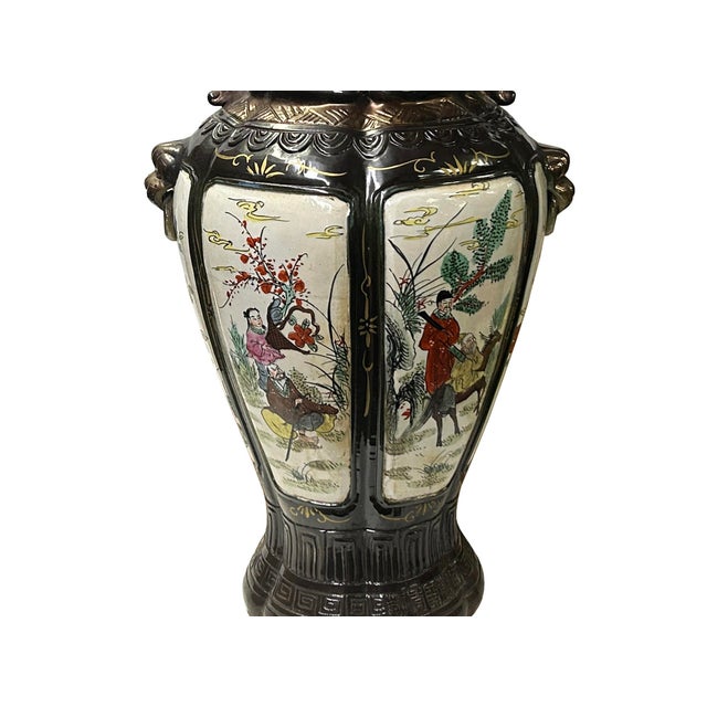 Chinese Vintage 8 Immortals Theme HandPainted Porcelain Flower Vase For Sale - Image 10 of 15