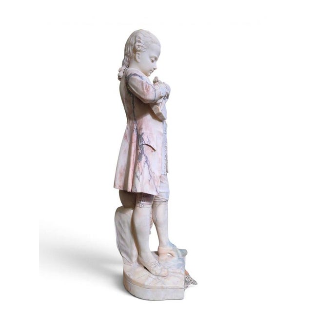 Grand Tour Alabaster Sculpture of Young Mozart Playing The, 1850, Alabaster For Sale - Image 13 of 17