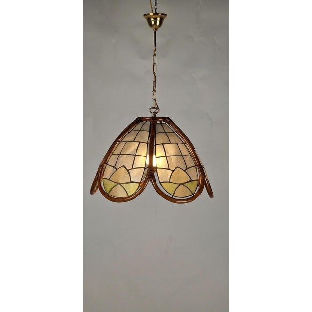 Mid-Century Modern Italian Bamboo Pendant Lamp, 1970s For Sale - Image 3 of 12
