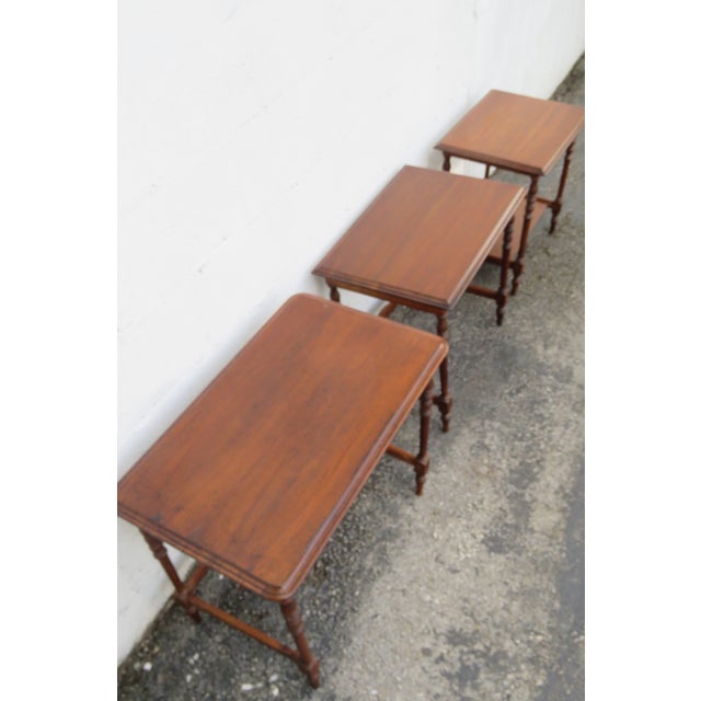 Early 1900s Mahogany Nesting Side End Tables Set of Three 6225 For Sale - Image 4 of 18