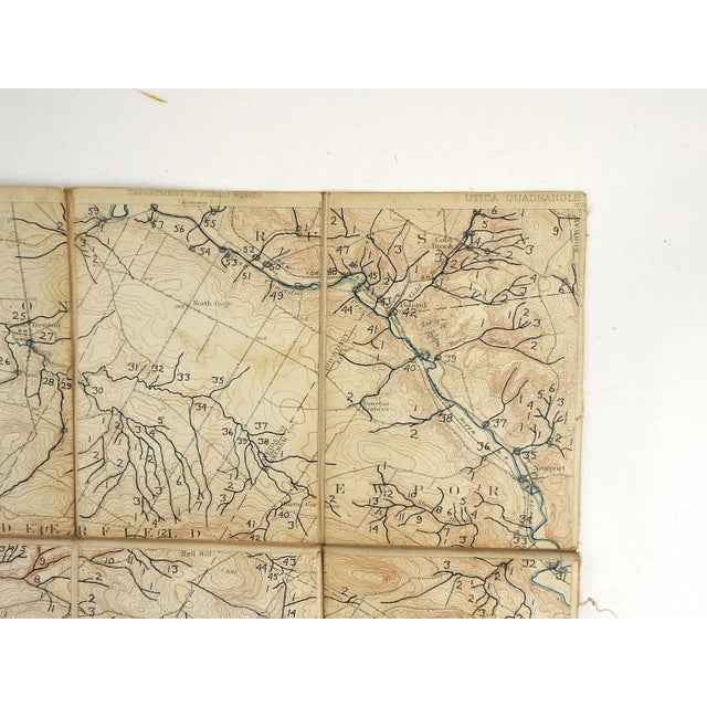 Shabby Chic Utica New York 1898 Us Geological Survey Folding Map For Sale - Image 3 of 6