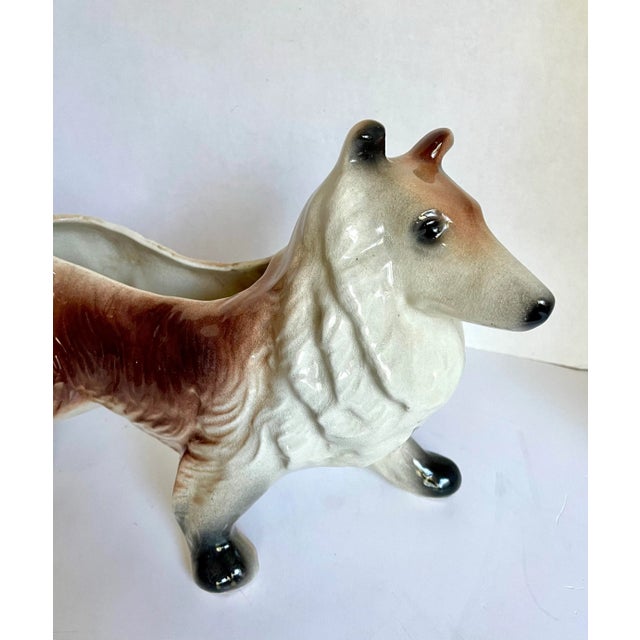 Mid-Century Modern Mid-Century Ceramic Collie Dog Planter Figurine For Sale - Image 3 of 9