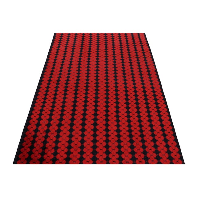 1960s Vintage Zeki Müren Rug With Red and Black Geometric Stripes From Rug & Kilim For Sale - Image 5 of 8