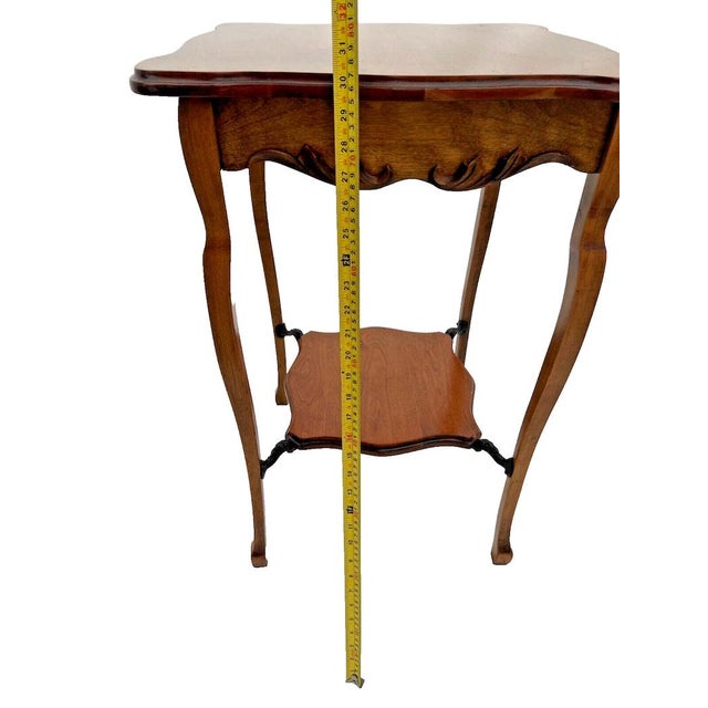 1900s French Victorian Square Table with bottom shelf with iron ...