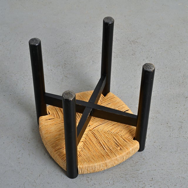 Wood Black Meribel Stool by Charlotte Perriand for Steph Simon, 1960 For Sale - Image 7 of 10