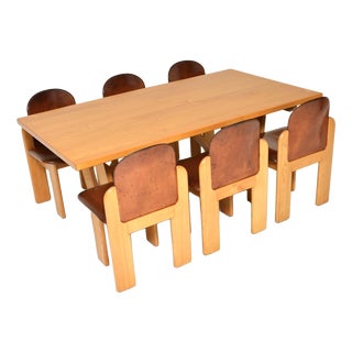 Vintage Italian Dining Table and Chairs from Silvio Coppola, 1970, Set of 7 For Sale