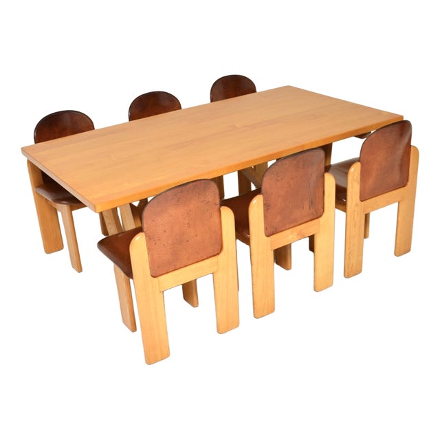 Vintage Italian Dining Table and Chairs from Silvio Coppola, 1970, Set of 7 For Sale