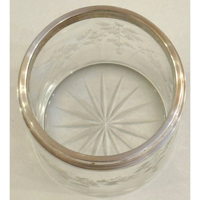 Round French Silver Deep Blue Guilloché Enamel & Crystal Table Box For Sale - Image 10 of 10