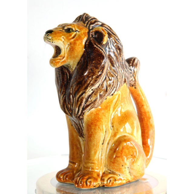 Vintage Mid Century Italian Ceramic Lion Pitcher For Sale - Image 9 of 9