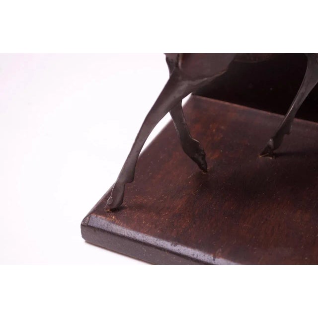 Brutalist Metal and Wood Horse Bookends - a Pair For Sale - Image 12 of 13