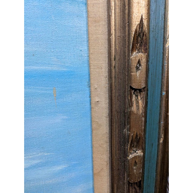 1970s Audrey Myrick Original Coastal Seascape Oil on Canvas in Carved Gilt Frame For Sale - Image 12 of 13