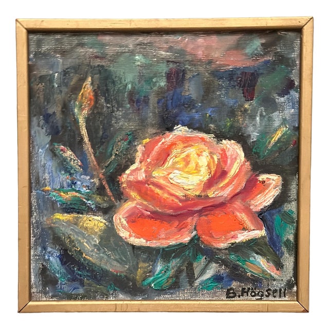 B. Högsk, Yellow Rose, 1960s, Oil on Canvas, Framed For Sale