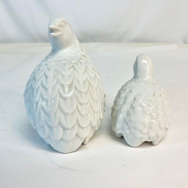 Ceramic 1970s Vintage Hollywood Regency Boho Chic Majolica Le Blanc Figural Partridges - A Pair For Sale - Image 7 of 8