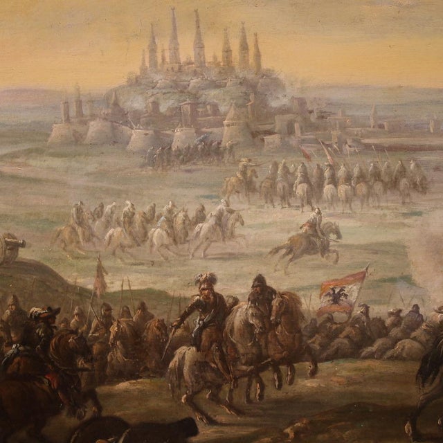 Italian Artist, Battle Between Christians and Ottomans, 1720, Oil on Canvas, Framed For Sale - Image 4 of 15