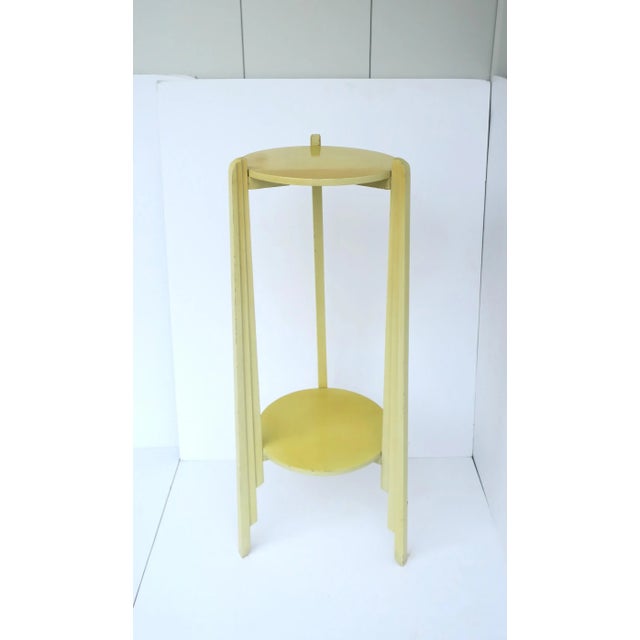 Yellow Art Deco Column Pillar Pedestal Stand With Lower Shelf, 1 of 2 Available For Sale - Image 13 of 13