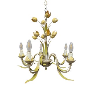 Vintage Painted Tulip Chandelier For Sale